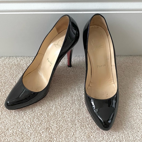Christian Louboutin Black Patent Leather Pumps Heels - Picture 2 of 6